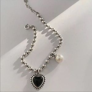 NEW HEART 925 STERLING SILVER PEARL BRACELET